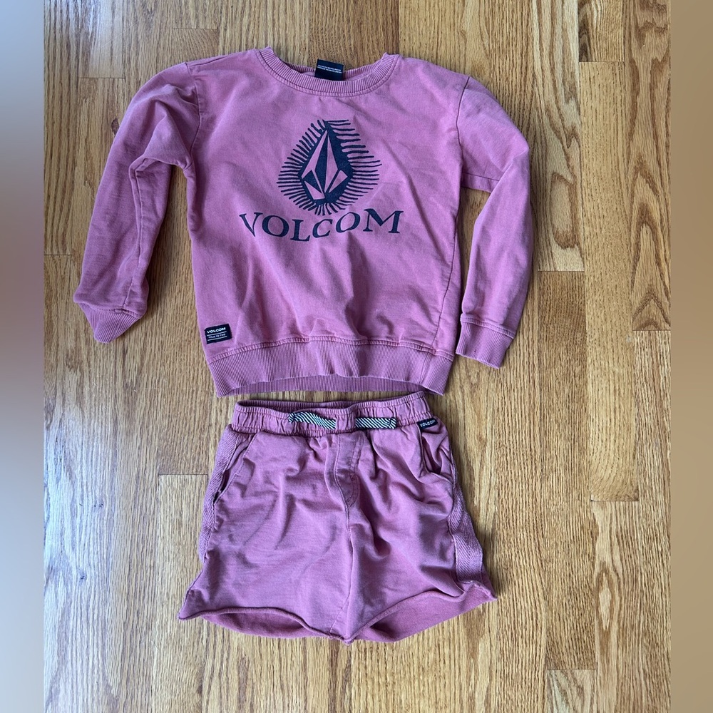 Volcom Mauve Logo Sweatshirt and Shorts